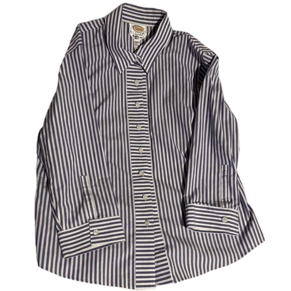 WOMEN TALBOTS BOYFRIEND SHIRT - FIREFLY STRIPE